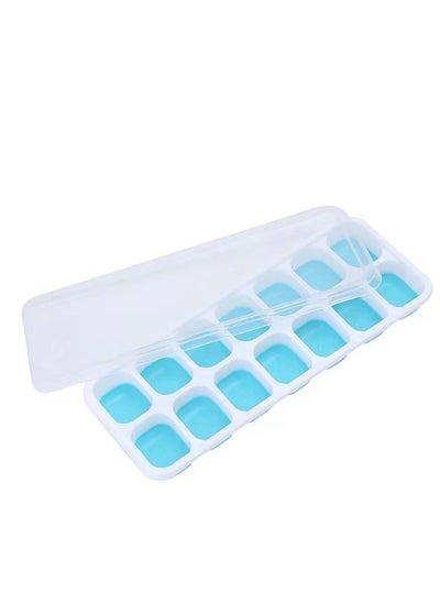 Buy Ice Cube Trays, Easy Release Silicone & Flexible 14 Ice Trays with Removable Spill Resistant Lid, LFGB & BPA Free, Durable Stackable - Blue in Saudi Arabia