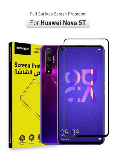 Buy Edge to Edge Full Surface Screen Protector For Huawei Nova 5T Black/Clear in Saudi Arabia