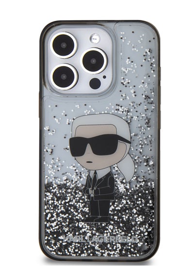 Buy iPhone 16 Pro Max Liquid Glitter Hard Case with Ikonik Logo / Drop protection / Slim Profile - Transparent in UAE