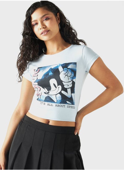 Buy Sonic The Hedgehog Print T-Shirt in UAE