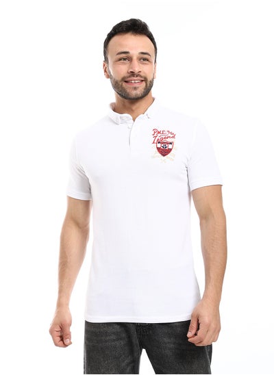 Buy Embroidered Pique Polo Shirt With Classic Collar And Buttons in Egypt