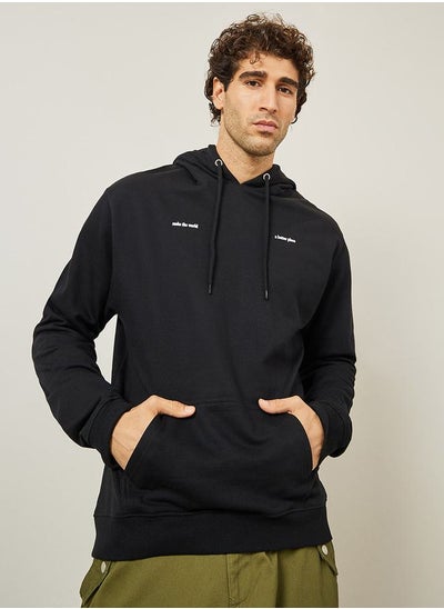 Buy Minimal Puff Print Fleece Relaxed Fit Hoodie in Saudi Arabia