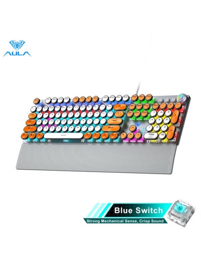 Buy Mechanical Gaming Keyboard NKRO with Wrist Rest RGB Backlit Volume/Lighting Control Knob Fully Programmable 108-Keys Anti-Ghosting Wired Computer Keyboards for Office/Games, Blue Switch in UAE