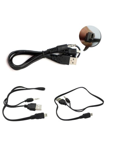 Buy keendex kx1775 2 in 1USB Cable Jack 3.5mm AUX Cable+USB Male Mini USB 5 Pin Charge (Black) 20cm in Egypt