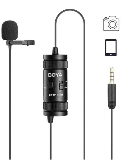 Buy BOYA by-M1 Pro II Lavalier Microphone Noise Cancelling Omnidirectional Mic with Monitoring Port for YouTube Tiktok Interview Broadcast Content Creation in UAE