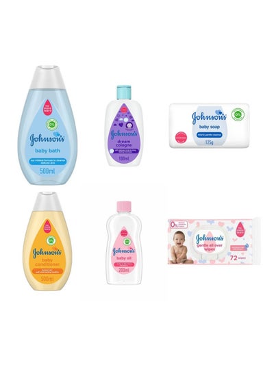 Buy Baby set (Baby Bath 500 ML, Cologne 100 ML, Conditioner 500 ML, Sleep Time Oil 200 ML, Baby Wipes 72 and Baby Soap Bar) in Egypt