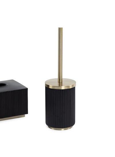 Buy Toilet Brush Holder, Black & Gold - 10.5X10.5 Cm in UAE