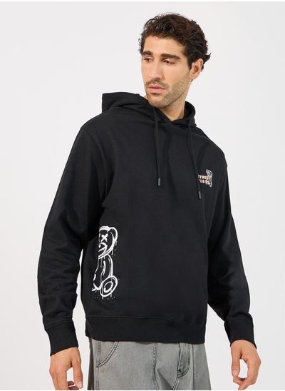 Buy Teddy Graphic Print Relaxed Fit Hoodie in Saudi Arabia