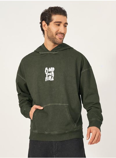 Buy Acid Washed Front Slogan Oversized Hoodie in Saudi Arabia