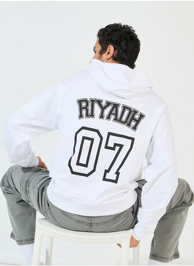 Buy Varsity Graphic Print Relaxed Fit Hoodie in Saudi Arabia