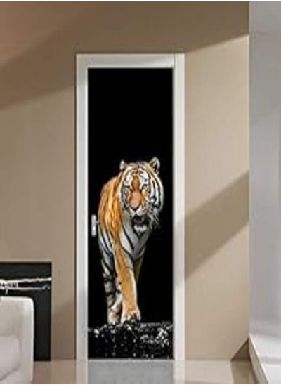 Buy Ferocious Tiger Wall Stickers DIY Mural Bedroom Home Decor Poster PVC Waterproof Door Sticker Imitation 3D Decal-XX in Egypt