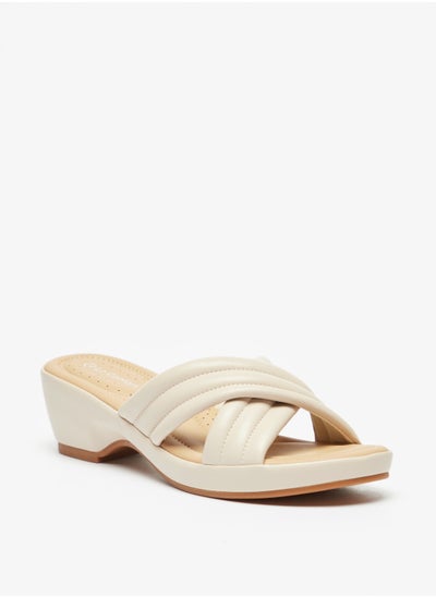 اشتري Cross Strap Slip On Sandals With Block Heels في الامارات