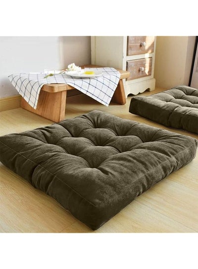 Buy New York Simple And Comfortable Square Velvet Tufted Floor Cushion 55X55X10Cm in Saudi Arabia