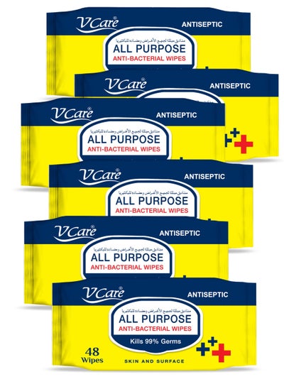 اشتري All Purpose Anti Bacterial Wipes, 6 x 48 Count في الامارات