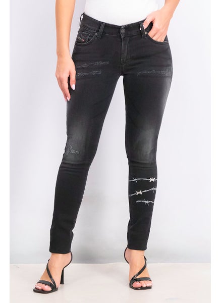 Buy Women Skinny Fit Stretchable Denim, Black in Saudi Arabia