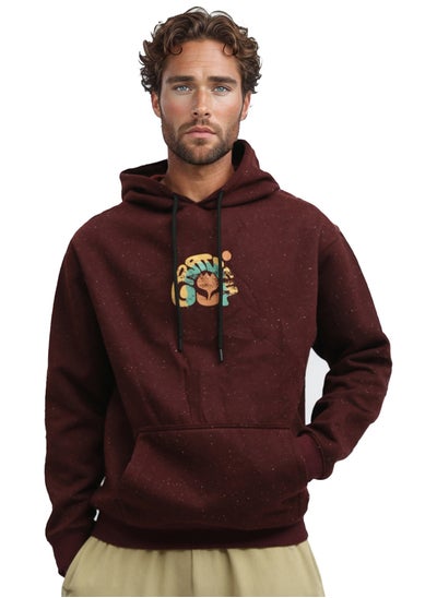 Buy Patterned Burgundy Hoddie With Kangaro Pocket in Egypt