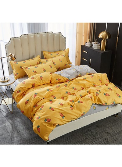 Buy 6-Piece Printed Duvet Cover Set Full Size, Soft Printed Microfiber Comforter Cover with Pillow Sham Zipper Closure Carrot Pattern in Saudi Arabia