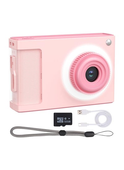 اشتري Digital Camera, FHD 1080P Kids Camera with 32GB Card, 2.4 Inch Screen, 8x Zoom Stabilization, 32MP Compact Small Dot Up Camera for Teen Girls Boy Adult Gifts في السعودية