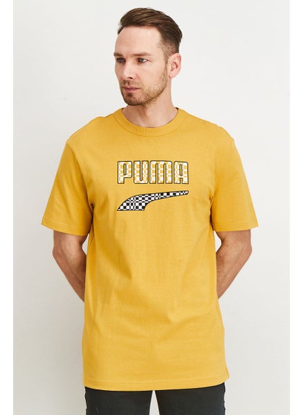 اشتري Men Sportswear Fit Short Sleeve Brand Logo T-Shirt, Yellow في الامارات