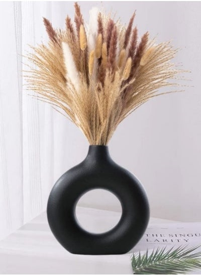 Buy Black Modern Circle Ceramic Vase Decor 18*19cm in Saudi Arabia