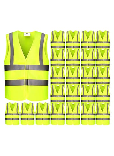 Buy Pack of 24 Reflective Vest - Your Ultimate High Visibility Safety Jacket with 360° Protection! (L) in UAE