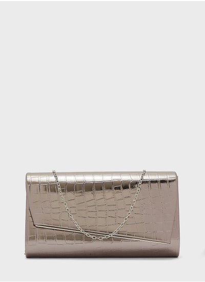 Buy Metallic Croc Clutch Bag in Saudi Arabia