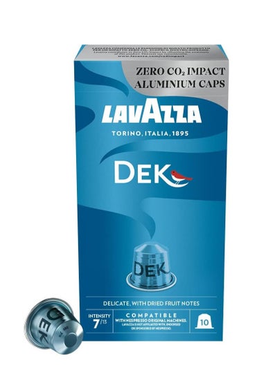 Buy Lavazza Dek Coffee, Nespresso Original Compatible Aluminum capsules, Pack of 10 capsules in UAE