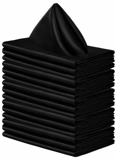 اشتري Square Satin Napkin Bright Silk Table Soft Smooth Fabric, Black, 17 x 17 Inch for Wedding, Parties, Banquet, Restaurant Decoration ( 16 Pcs ) في السعودية