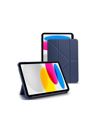 اشتري Case for Apple iPad 2022 (10th Generation), 10.9-inch with Pencil Holder, 5 in 1 Multiple Viewing Angles, Auto Sleep/Wake, Soft Flexible Back (Dark Blue) في مصر