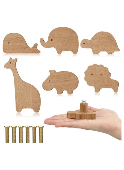 Buy Wooden Animal Cabinet Knobs, Wardrobe Door Knobs Decorative Wood Dresser Knobs with Screws Cute Animal Cupboard Handles Knobs for Furniture Cabinets Drawers Wardrobes in Saudi Arabia