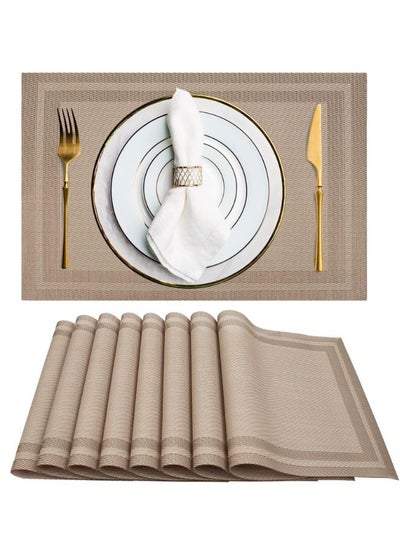اشتري 6-Piece Rectangle Double Border Placemat Set  Washable Table Mats For Restaurants Party Decoration 45 x 30cm في الامارات
