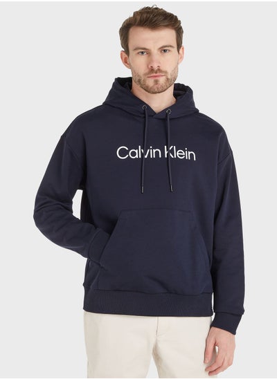 Buy Logo Print Drawstring Pullover Hoodie in UAE