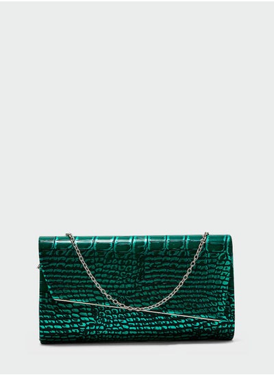 Buy Metallic Croc Clutch Bag in UAE