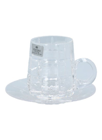 Buy 12-Piece Premium Quality Square Pattern Tea and Saucer Set Clear SQUARES TC4 in Saudi Arabia