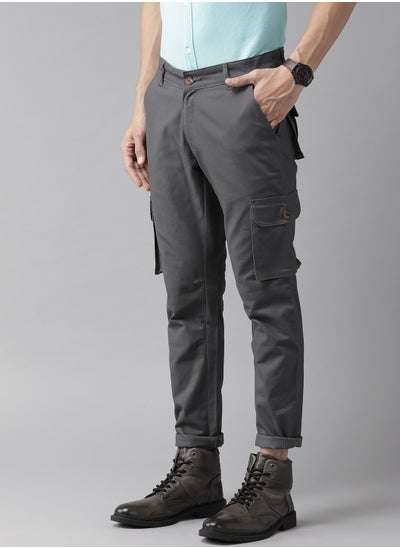 Buy Dark Grey Slim Fit Cargo Trousers for Men in UAE