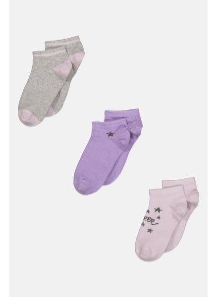 اشتري Kid Girl 3 Pairs Ankle Socks, Purple Combo في الامارات