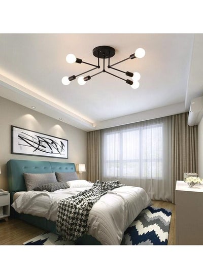 Buy 6 Head Modern LED Chandelier Lighting Ceiling Lamp for Bedroom Living Room, Black, without Bulbs in Saudi Arabia