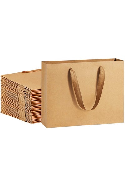 Buy Gift Paper Bags 10.6X3.1X8.3 Gift Bags 50Pcs Heavy Duty Kraft Brown Paper Bags With Handles Soft Cloth Party Favor Bags Shopping Bags Retail Merchandise Bags Wedding Party Gift Bags in UAE