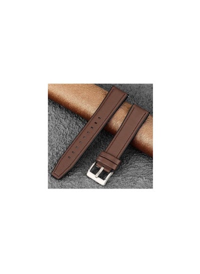 اشتري 22mm Silicone Leather Replacement Strap Watchband For HUAWEI WATCH Ultimate - Brown Silver Buckle في مصر