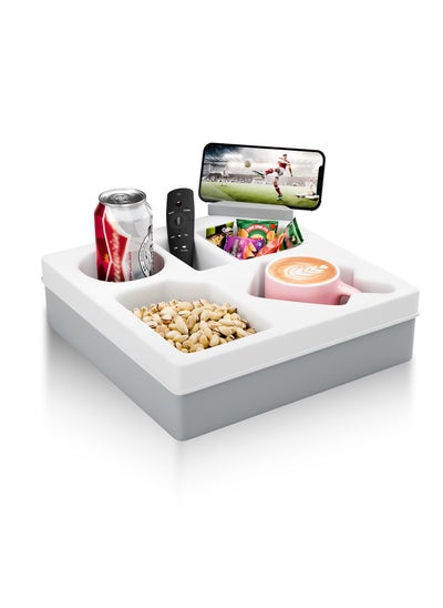 اشتري Cup Holder Tray - Non-Slip Silicone Sofa Couch Caddy with Rotatable Phone Holder for Home, Car, and Outdoors, Waterproof Versatile Couch Table Tray for Bed Car Seat Organizer, Snacks Beverage Remote في السعودية