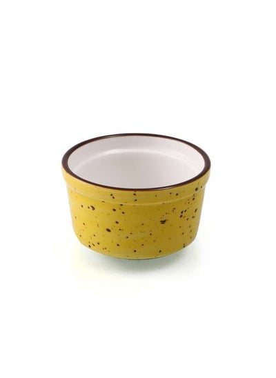 Buy Color Glaze Porcelain Lined Ramekin 9 cm,Yellow in UAE