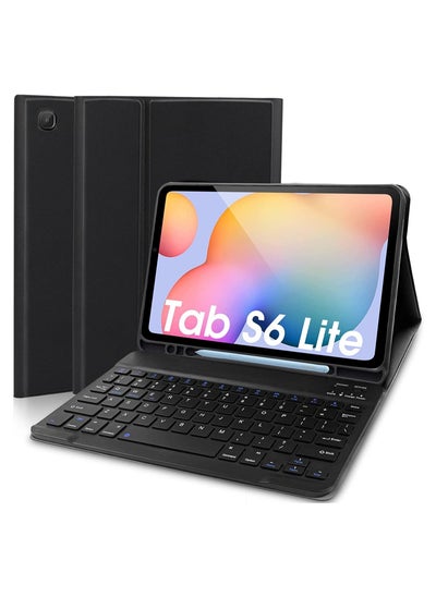 اشتري Keyboard Case for Samsung Galaxy Tab S6 Lite 10.4'' (SM-P610/P615/P613/P619,2020/2022), Lachesis Business Leather Folio Cover with Detachable Magnetically Bluetooth Keyboard with S-Pen Holder, Black في الامارات