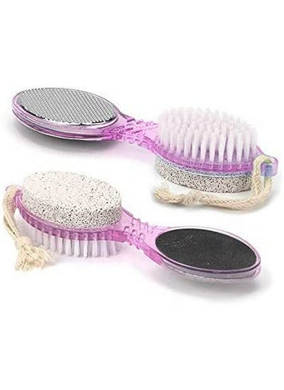 Buy Plastic 4 In 1 Massager Scrubber Pedicure Foot Care Brush (Multicolor Pack Of 2) in UAE