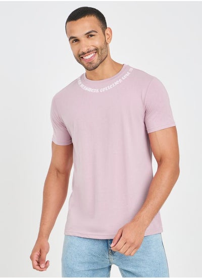 Buy Neck Print Detail Regular Fit T-Shirt in Saudi Arabia