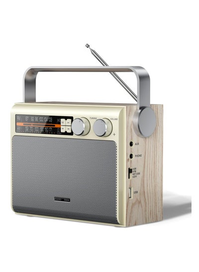 Buy Portable FM AM Radio Bluetooth Radio With Best Reception Transistor Radio Plug In Wall Or Battery Powered Radio With Headphone Jack USB Aux Input Speaker in UAE