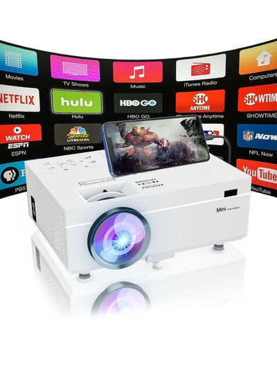 Buy Portable Mini Projector, 300 ANSI Video Projector, Full HD 1080P Supported 200" Home Theater Movie Projector 55000 Hours Compatible with iOS/Android Phone/Tablet/Laptop/PC/TV Stick/Box/USB Drive/DVD in Saudi Arabia