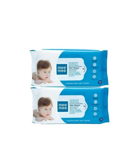 اشتري Caring Baby Wet Wipes Aloe Vera (72 Pieces) Pack Of 2 في الامارات