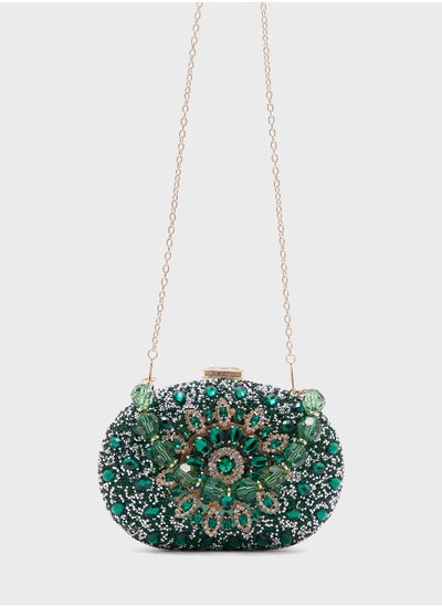 Buy Diamante Jeweled Oval Frame Clutch Bag in Saudi Arabia