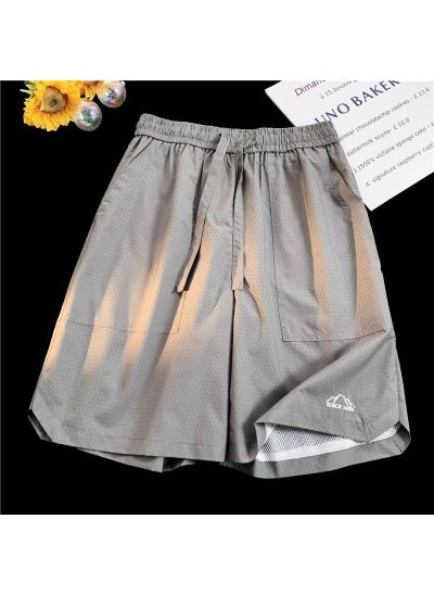 اشتري Retro Breathable Mesh Basketball Shorts for Men Grey في الامارات