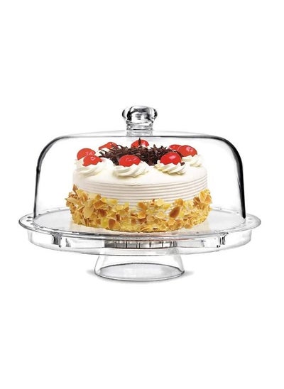 Buy Cake Stand Cake Plate with 29CM”Dome Multi-Function Serving Platter, Salad & Punch Bowl Acrylic in Saudi Arabia